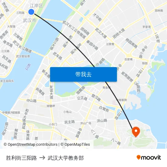 胜利街三阳路 to 武汉大学教务部 map