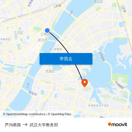 芦沟桥路 to 武汉大学教务部 map