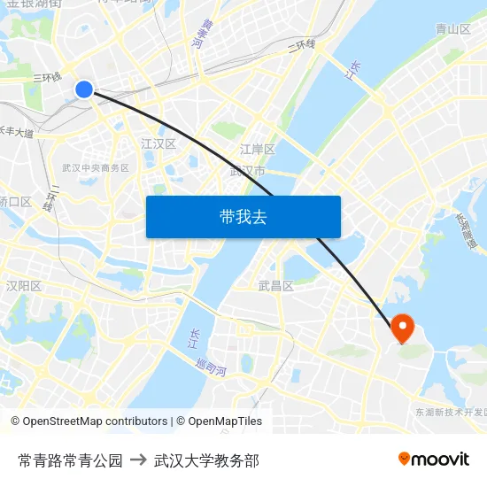 常青路常青公园 to 武汉大学教务部 map