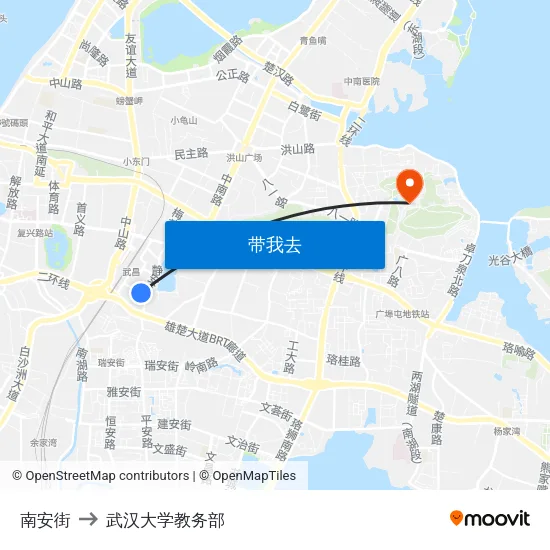 南安街 to 武汉大学教务部 map