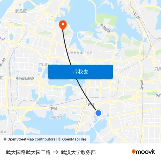 武大园路武大园二路 to 武汉大学教务部 map