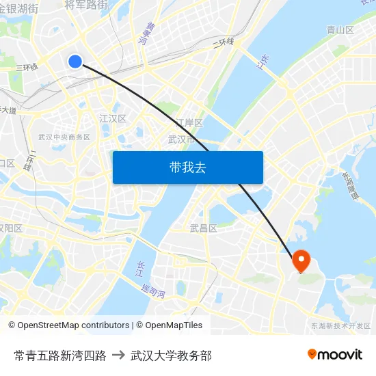 常青五路新湾四路 to 武汉大学教务部 map