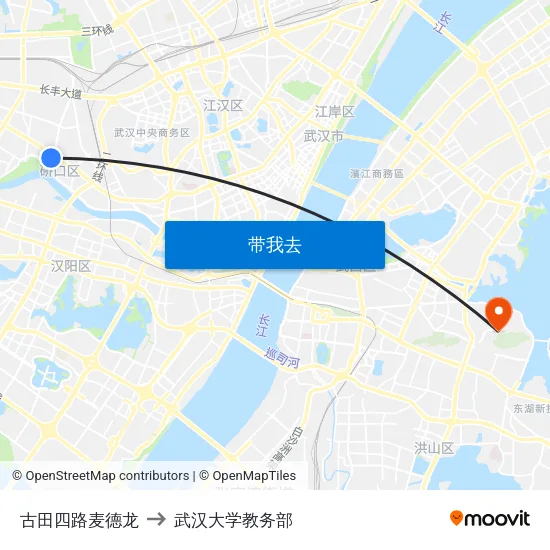 古田四路麦德龙 to 武汉大学教务部 map