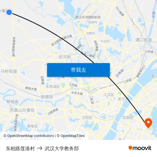 东柏路莲港村 to 武汉大学教务部 map