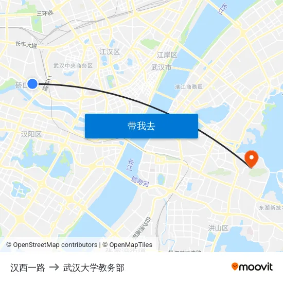 汉西一路 to 武汉大学教务部 map