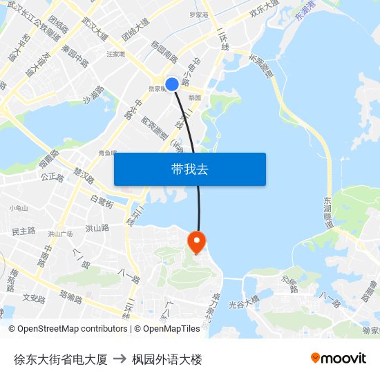 徐东大街省电大厦 to 枫园外语大楼 map