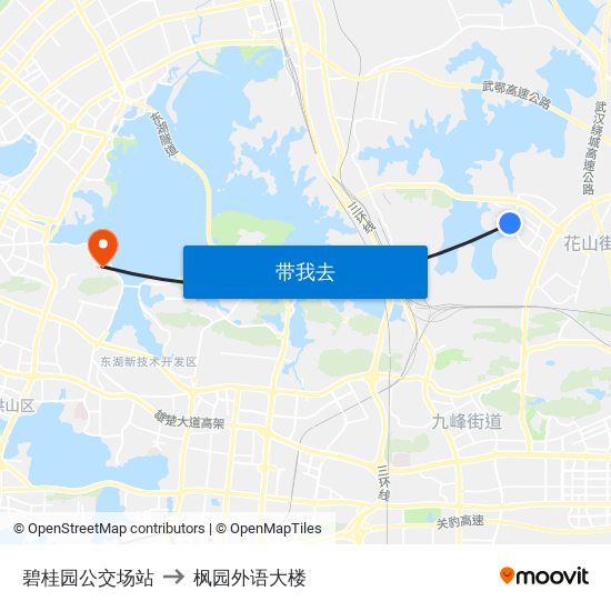 碧桂园公交场站 to 枫园外语大楼 map