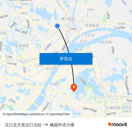 汉口北大道汉口北站 to 枫园外语大楼 map