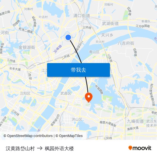 汉黄路岱山村 to 枫园外语大楼 map