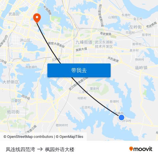 凤连线四范湾 to 枫园外语大楼 map