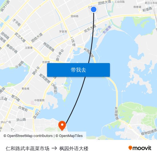 仁和路武丰蔬菜市场 to 枫园外语大楼 map