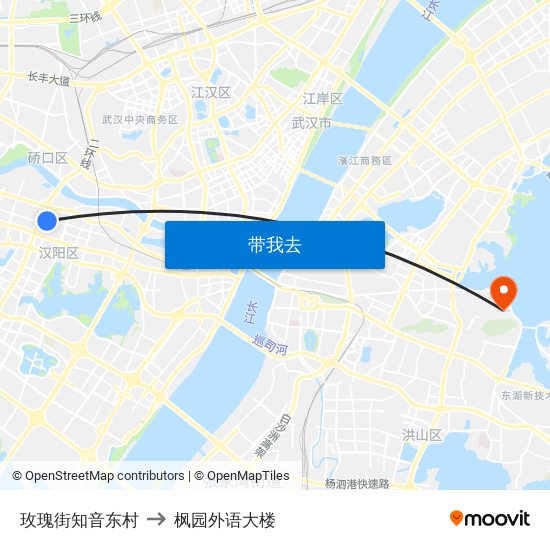 玫瑰街知音东村 to 枫园外语大楼 map