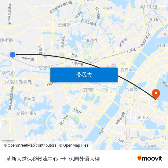 革新大道保税物流中心 to 枫园外语大楼 map