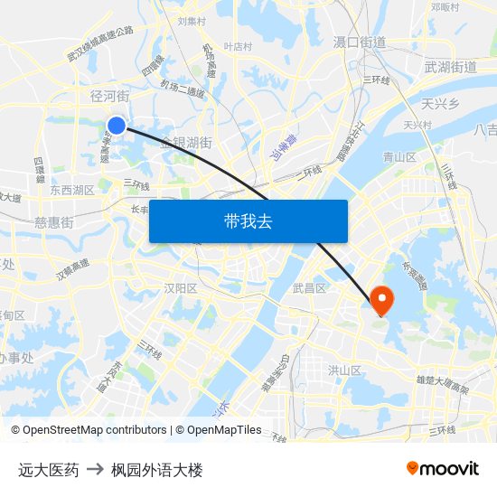 远大医药 to 枫园外语大楼 map