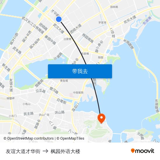 友谊大道才华街 to 枫园外语大楼 map