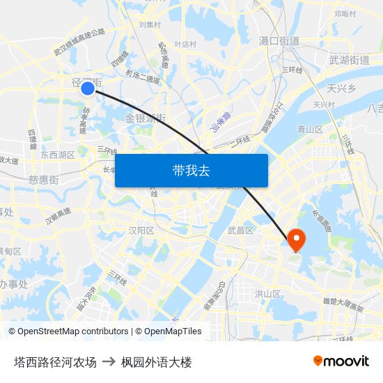 塔西路径河农场 to 枫园外语大楼 map