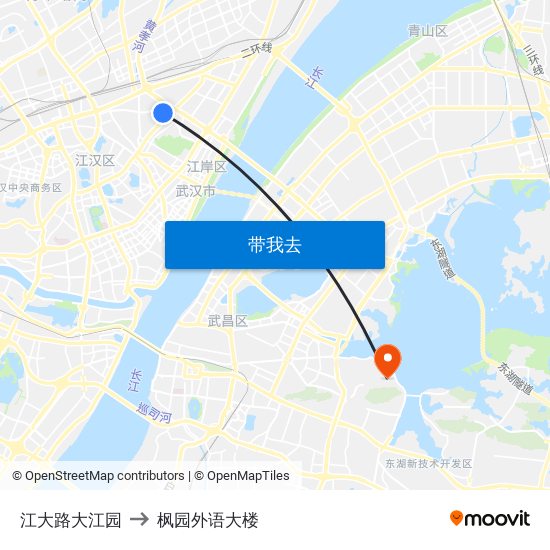 江大路大江园 to 枫园外语大楼 map