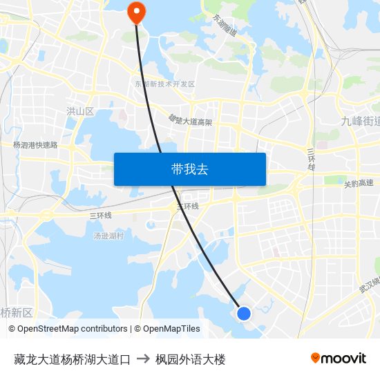 藏龙大道杨桥湖大道口 to 枫园外语大楼 map