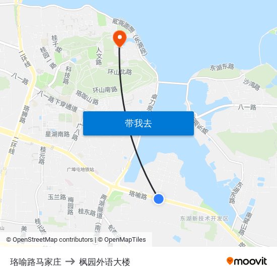 珞喻路马家庄 to 枫园外语大楼 map