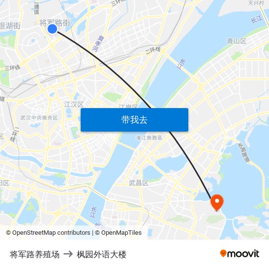 将军路养殖场 to 枫园外语大楼 map