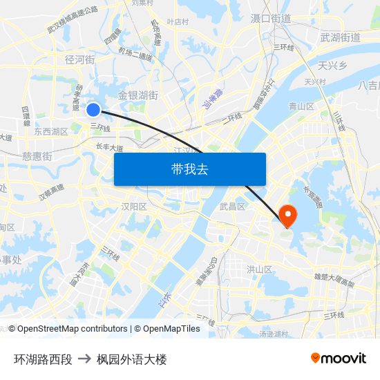 环湖路西段 to 枫园外语大楼 map