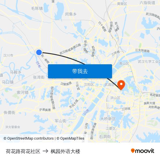 荷花路荷花社区 to 枫园外语大楼 map