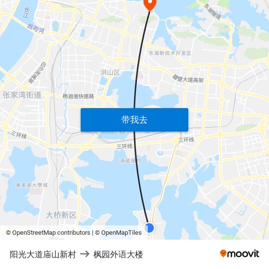阳光大道庙山新村 to 枫园外语大楼 map