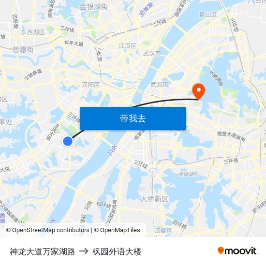 神龙大道万家湖路 to 枫园外语大楼 map