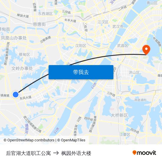 后官湖大道职工公寓 to 枫园外语大楼 map