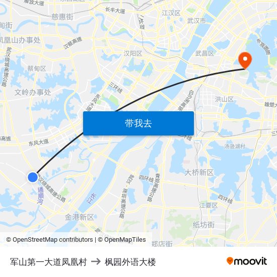 军山第一大道凤凰村 to 枫园外语大楼 map