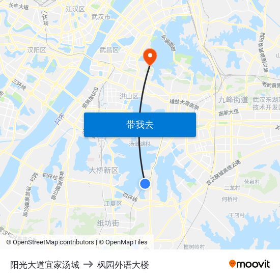 阳光大道宜家汤城 to 枫园外语大楼 map