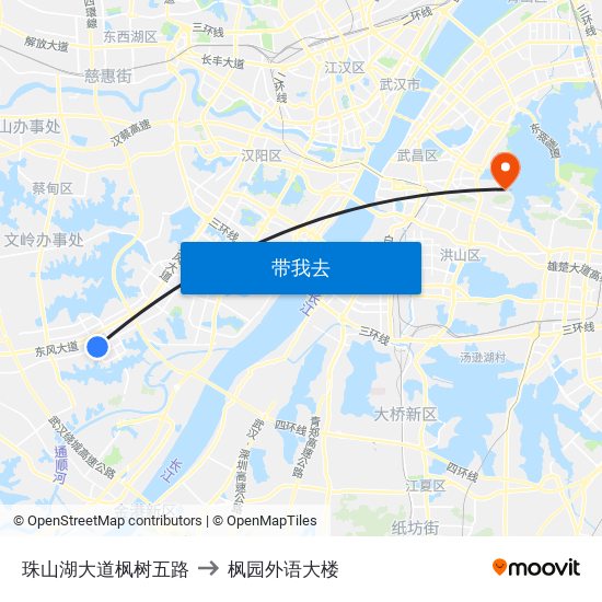珠山湖大道枫树五路 to 枫园外语大楼 map