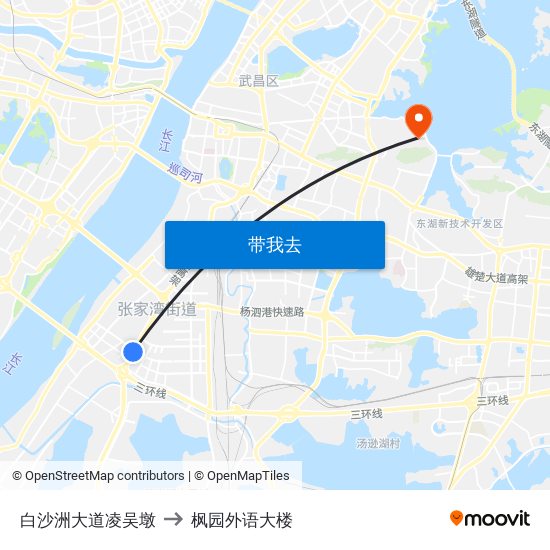 白沙洲大道凌吴墩 to 枫园外语大楼 map