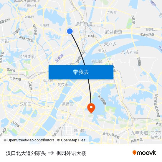 汉口北大道刘家头 to 枫园外语大楼 map