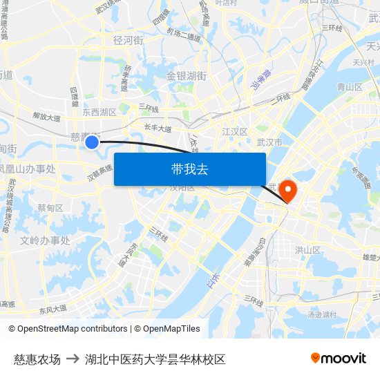慈惠农场 to 湖北中医药大学昙华林校区 map