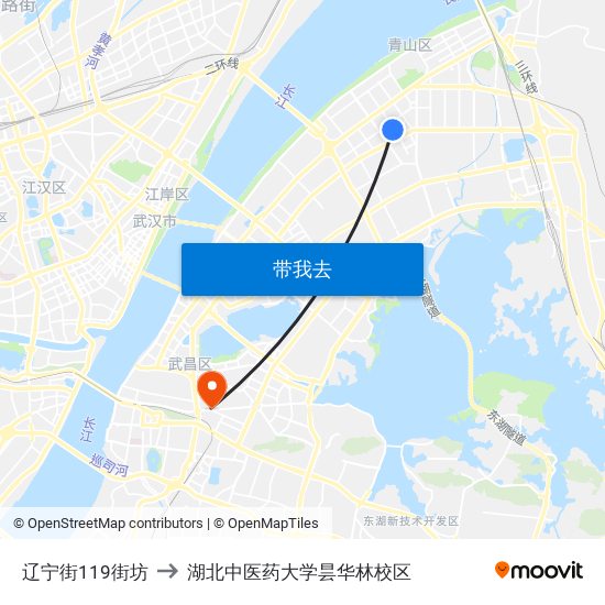 辽宁街119街坊 to 湖北中医药大学昙华林校区 map