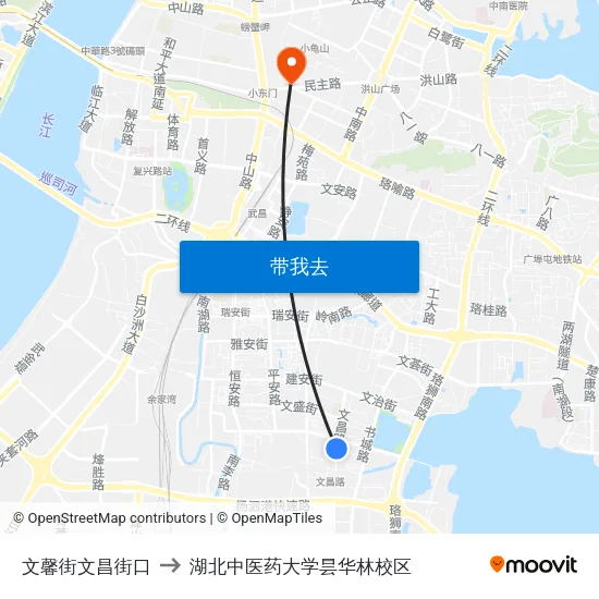 文馨街文昌街口 to 湖北中医药大学昙华林校区 map