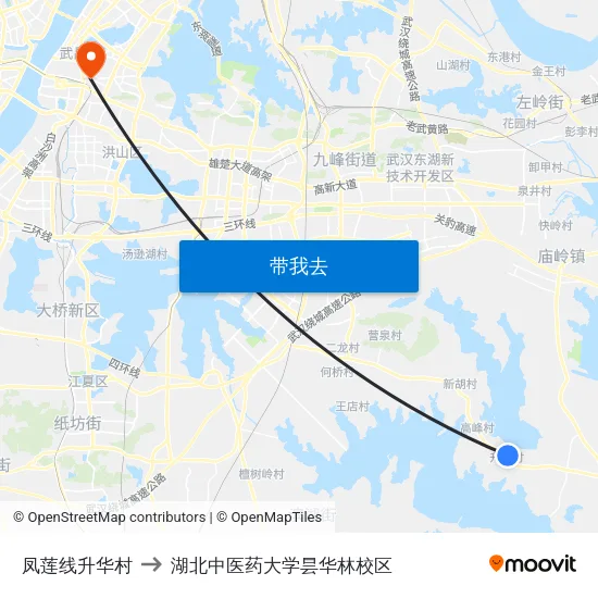 凤莲线升华村 to 湖北中医药大学昙华林校区 map