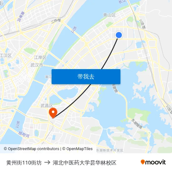 黄州街110街坊 to 湖北中医药大学昙华林校区 map