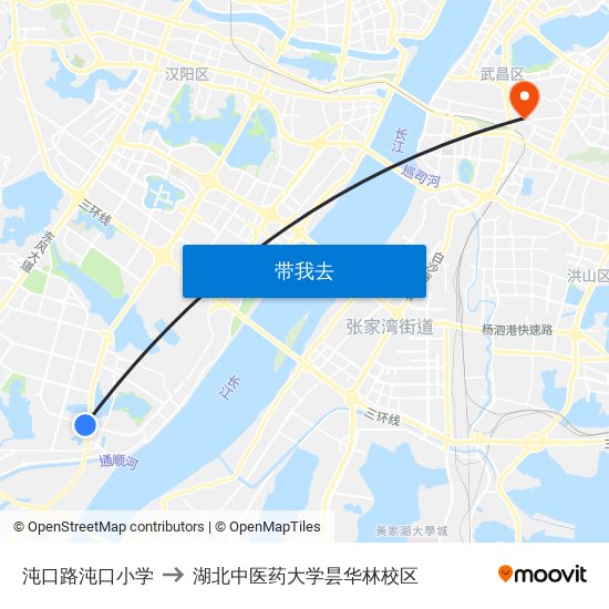 沌口路沌口小学 to 湖北中医药大学昙华林校区 map