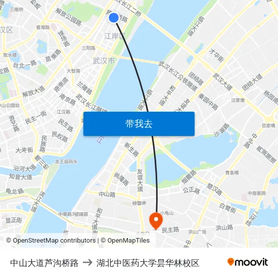 中山大道芦沟桥路 to 湖北中医药大学昙华林校区 map