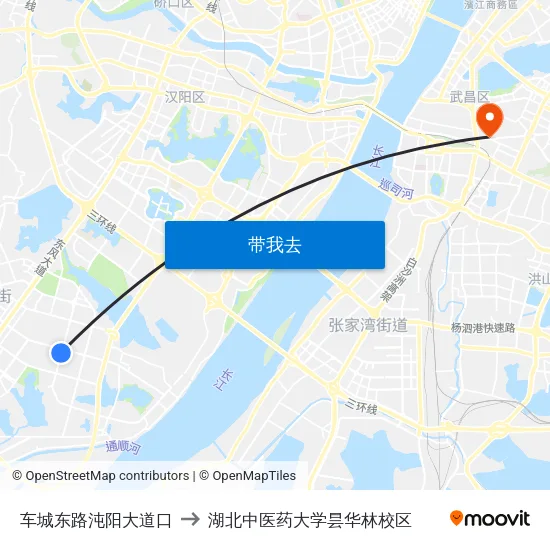 车城东路沌阳大道口 to 湖北中医药大学昙华林校区 map