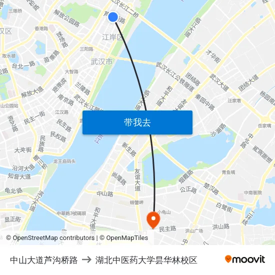 中山大道芦沟桥路 to 湖北中医药大学昙华林校区 map