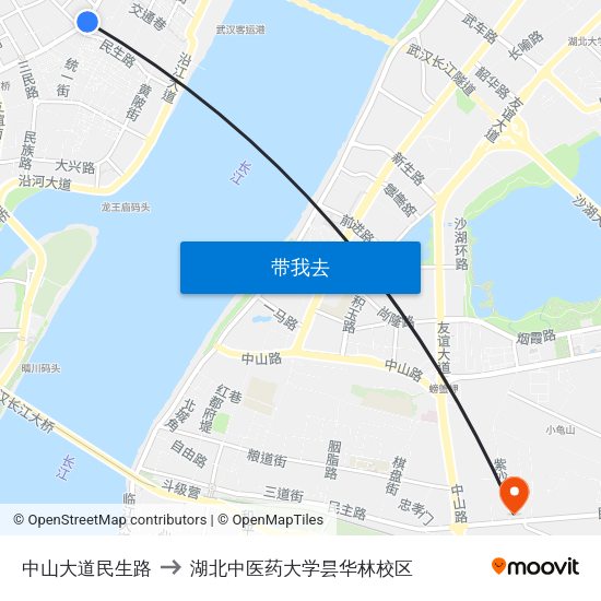 中山大道民生路 to 湖北中医药大学昙华林校区 map