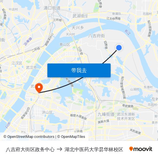 八吉府大街区政务中心 to 湖北中医药大学昙华林校区 map