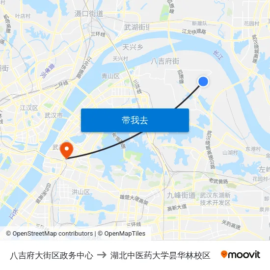 八吉府大街区政务中心 to 湖北中医药大学昙华林校区 map