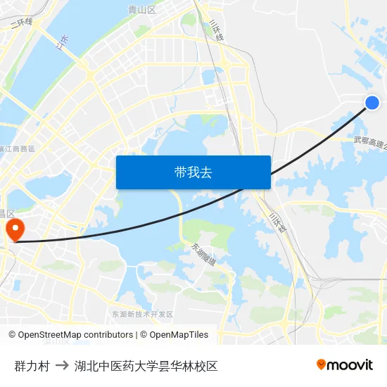 群力村 to 湖北中医药大学昙华林校区 map