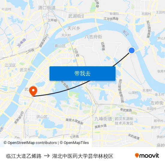 临江大道乙烯路 to 湖北中医药大学昙华林校区 map
