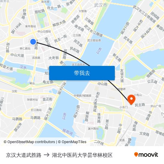 京汉大道武胜路 to 湖北中医药大学昙华林校区 map