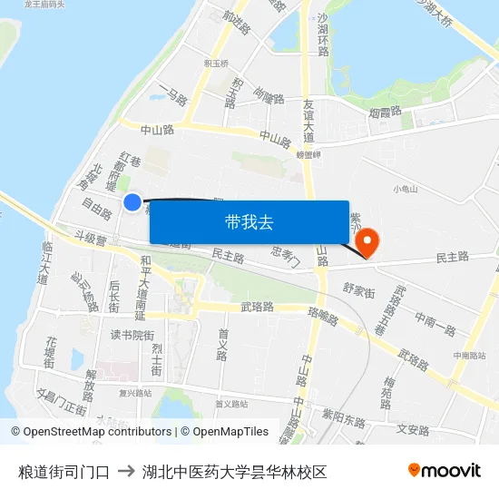 粮道街司门口 to 湖北中医药大学昙华林校区 map